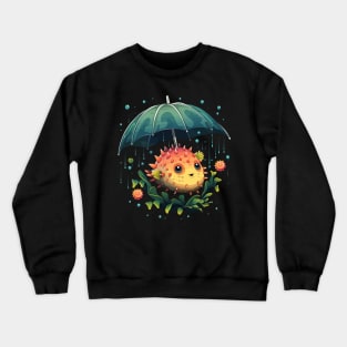 Puffer Fish Rainy Day With Umbrella Crewneck Sweatshirt